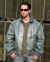 Blouson de pilote Mil-Tec type Bundeswehr en cuir nappa de buffle avec col tricot