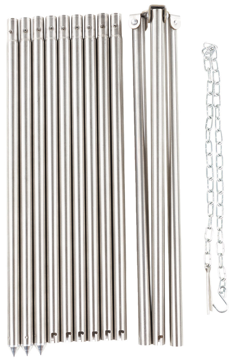 Trépied de cuisson Fox Outdoor en acier inoxydable réglable de 50 à 190 cm avec chaîne