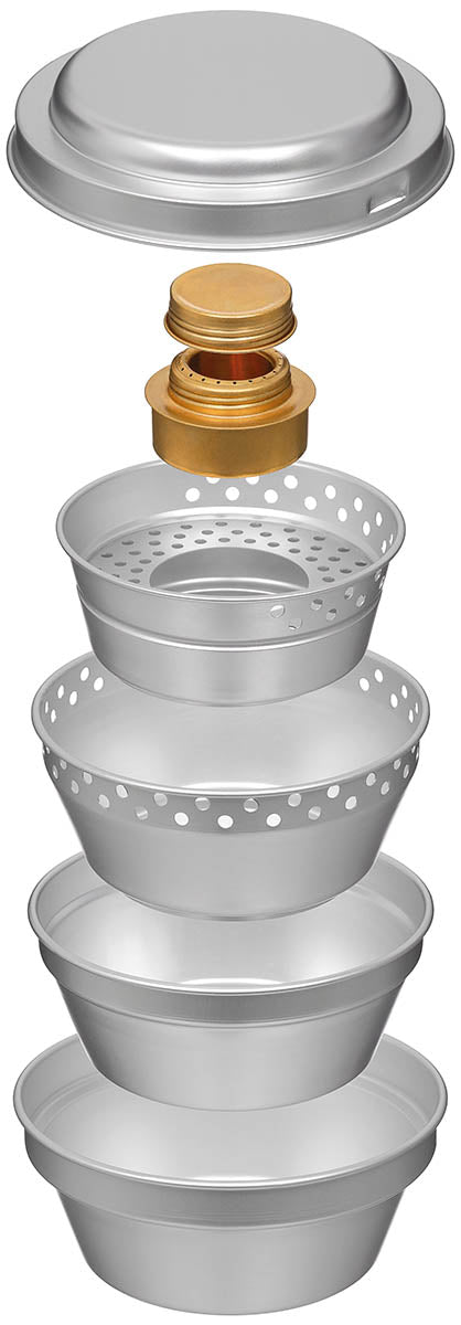 Popote Fox Outdoor Premium en aluminium 1,5 L avec réchaud à alcool et pare-vent