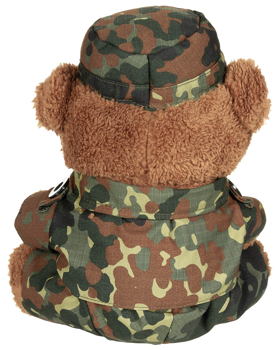 Ours en peluche MFH 28 cm en tenue militaire complète avec bonnet, article cadeau