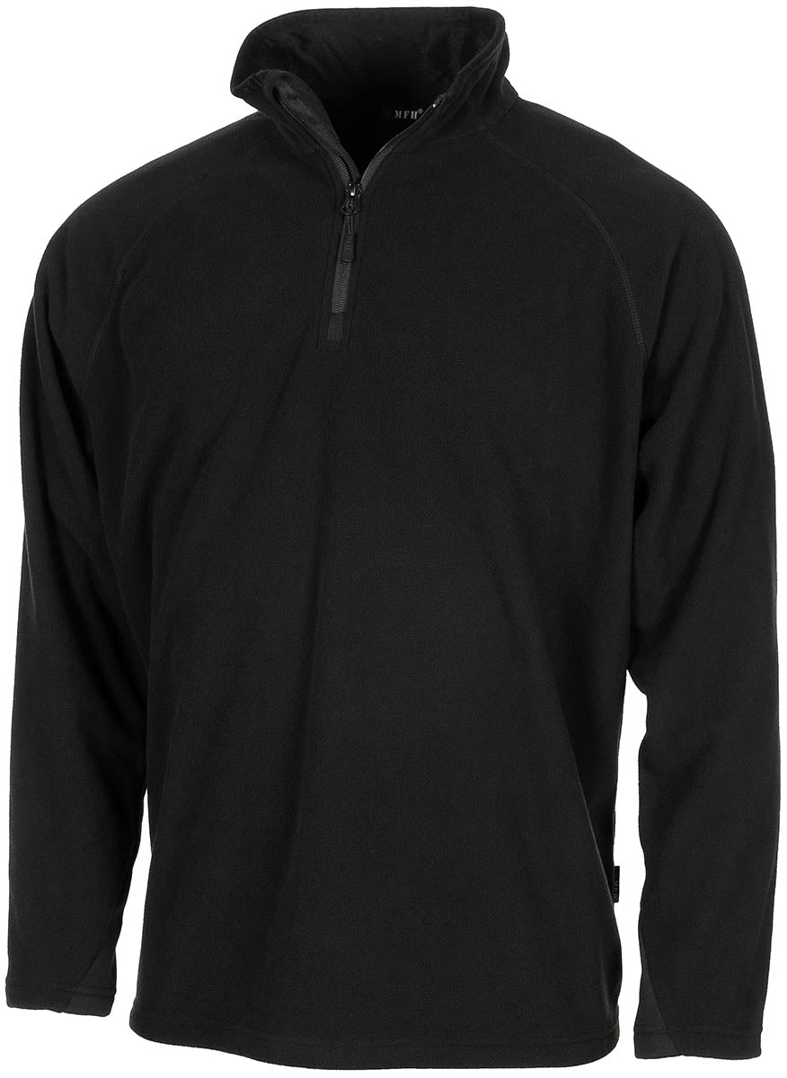 Pull Troyer MFH en micropolaire 200 g/m² col montant à glissière et protège-menton