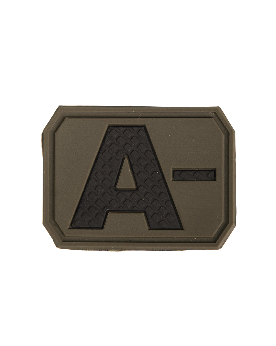 Patch groupe sanguin A négatif Mil-Tec en PVC 3,8 x 2,8 cm à dos auto-agrippant