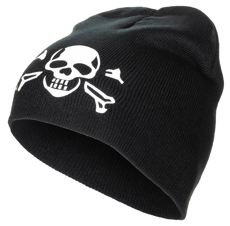 Bonnet Beanie MFH en acrylique maille fine avec motif tête de mort
