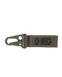 Porte-clés tactiques groupe sanguin 0 négatif Mil-Tec lot de 5 brodé de 22 g