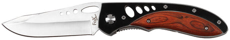 Couteau pliant Fox Outdoor lame 9,5 cm manche métal ajouré à inserts en bois précieux