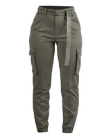 Pantalon cargo femme Mil-Tec en polyester-coton à taille haute et ceinture amovible