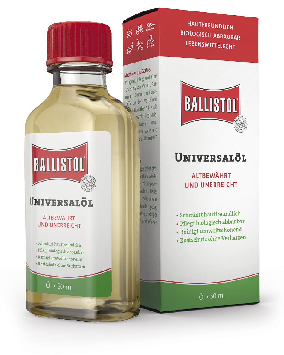 Huile spéciale Ballistol en flacon de 50 ml pour armes, bois de crosse et cuir