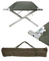 Lit picot type US Mil-Tec cadre aluminium 210 x 70 cm charge 250 kg avec sac de transport