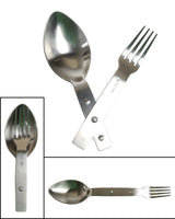 Couvert pliant Mil-Tec en acier inoxydable fourchette et cuillère 23 cm déplié 80 g