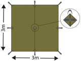 Bâche MFH Tarp Extreme 300 x 300 cm en Ripstop colonne d'eau 5000 mm