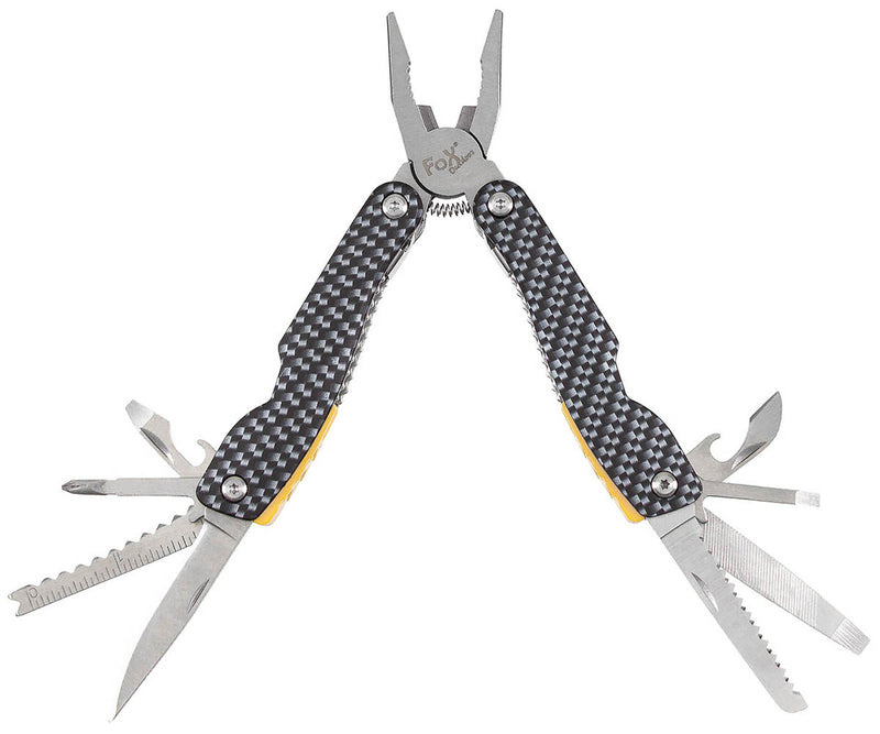Pince multifonctions Fox Outdoor 9 outils à manche carbone avec lame de 6 cm