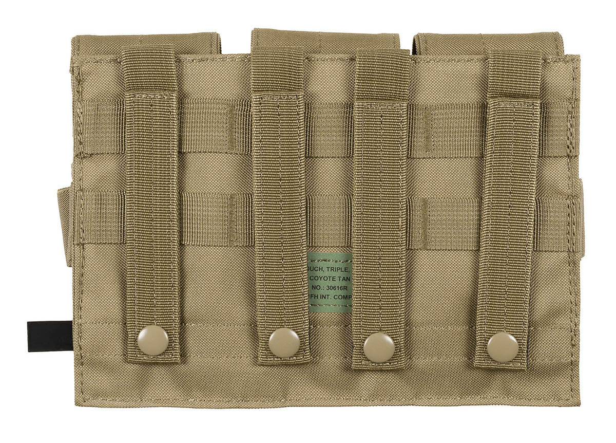 Porte-chargeur triple MOLLE MFH à quatre sangles de fixation, 25 x 19 x 5 cm