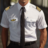 Chemise de service pilote manches courtes polycoton 60/40 pattes d'épaules