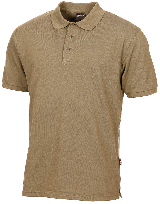 Polo MFH en polycoton patte trois boutons col tricoté et fente latérale renforcée