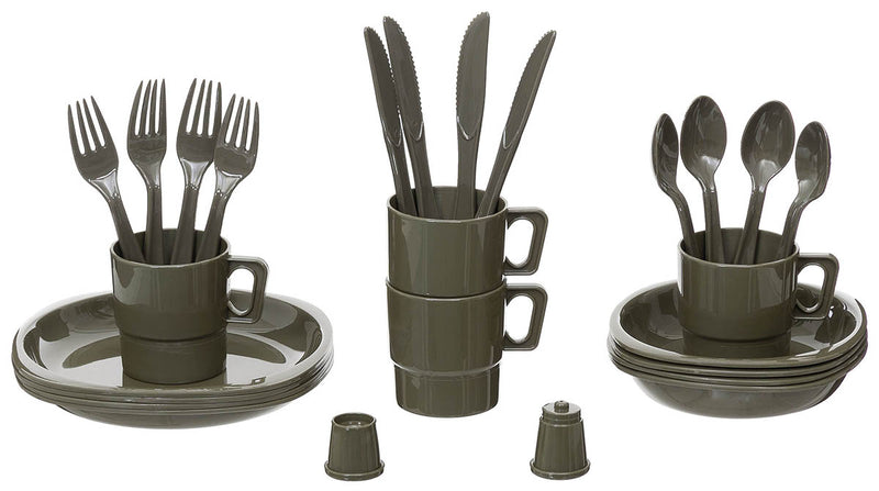 Gamelle de camping MFH 26 pièces en polypropylène pour 4 personnes avec mallette