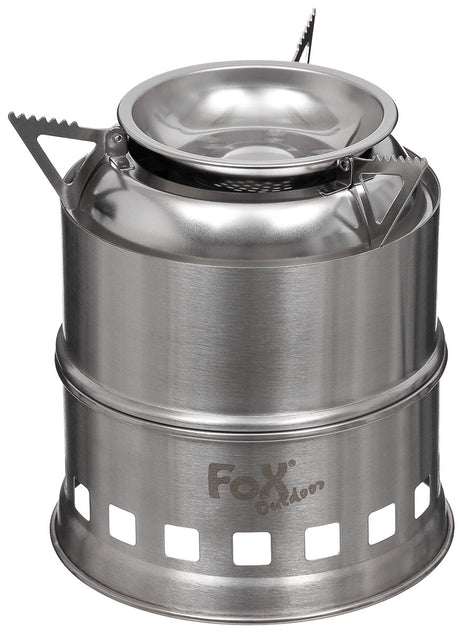 Réchaud Forest Fox Outdoor en acier inoxydable démontable pour combustible solide