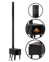 Poêle à tente Mil-Tec en acier au carbone porte fonte tuyau 196 cm 16,5 kg complet