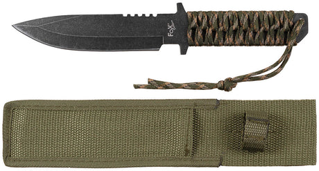 Couteau à lame fixe Fox Outdoor lame 16 cm finition stonewashed manche tressé