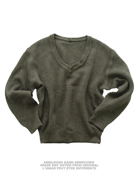 Pull à col V de l'armée française, maille de dotation en surplus d'occasion