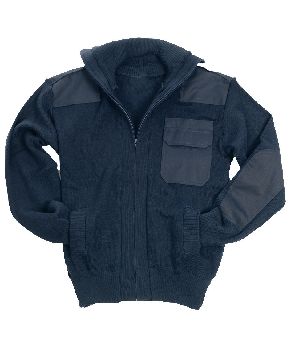 Pull militaire Mil-Tec en laine vierge 80 % renforts coudes et epaules trois poches