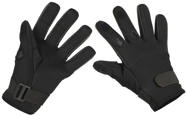 Gants néoprène MFH Mesh fins à trois doigts rabattables et bonne sensibilité tactile