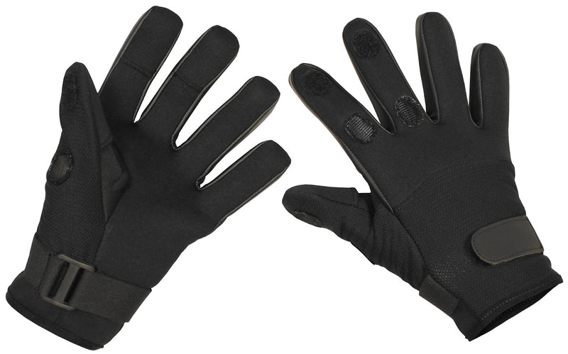 Gants néoprène MFH Mesh fins à trois doigts rabattables et bonne sensibilité tactile
