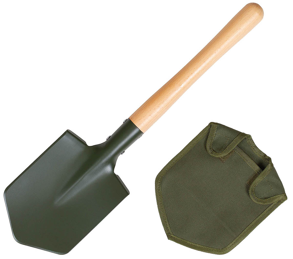 Pelle de campagne renforcée MFH manche bois 57 cm avec étui à passant
