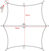 Bâche MFH Hexagon-Tarp 340 x 310 cm colonne d'eau 3000 mm avec 8 piquets