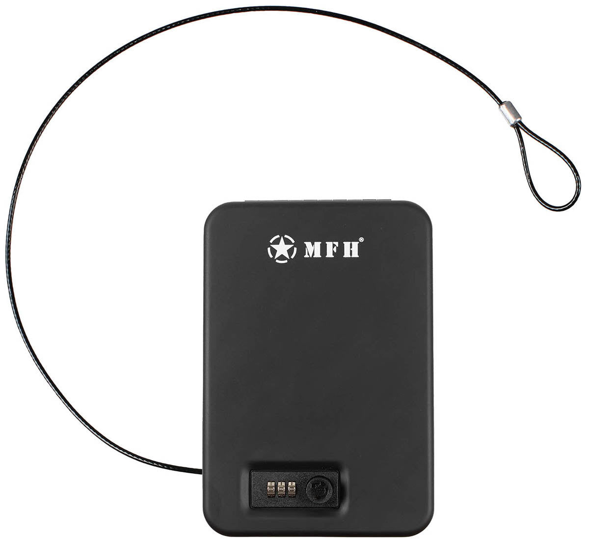 Coffret de sécurité MFH à serrure à combinaison avec câble acier 90 cm 24,5 x 16,5 cm