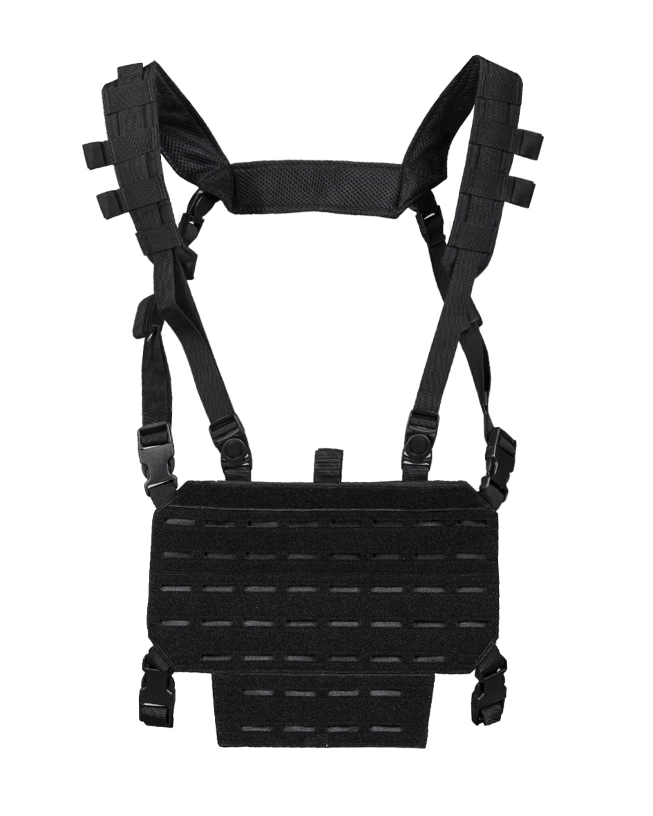 Gilet chest rig Mil-Tec allégé en polyester à platine auto-agrippante découpée au laser