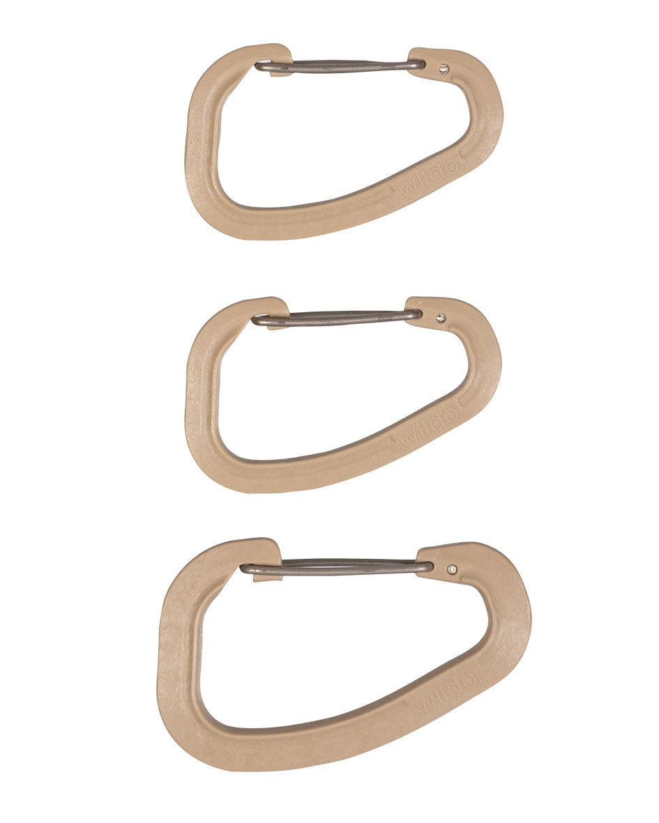 Lot de 3 mousquetons d'accessoire Wildo en polyoxyméthylène charges 35 et 50 kg