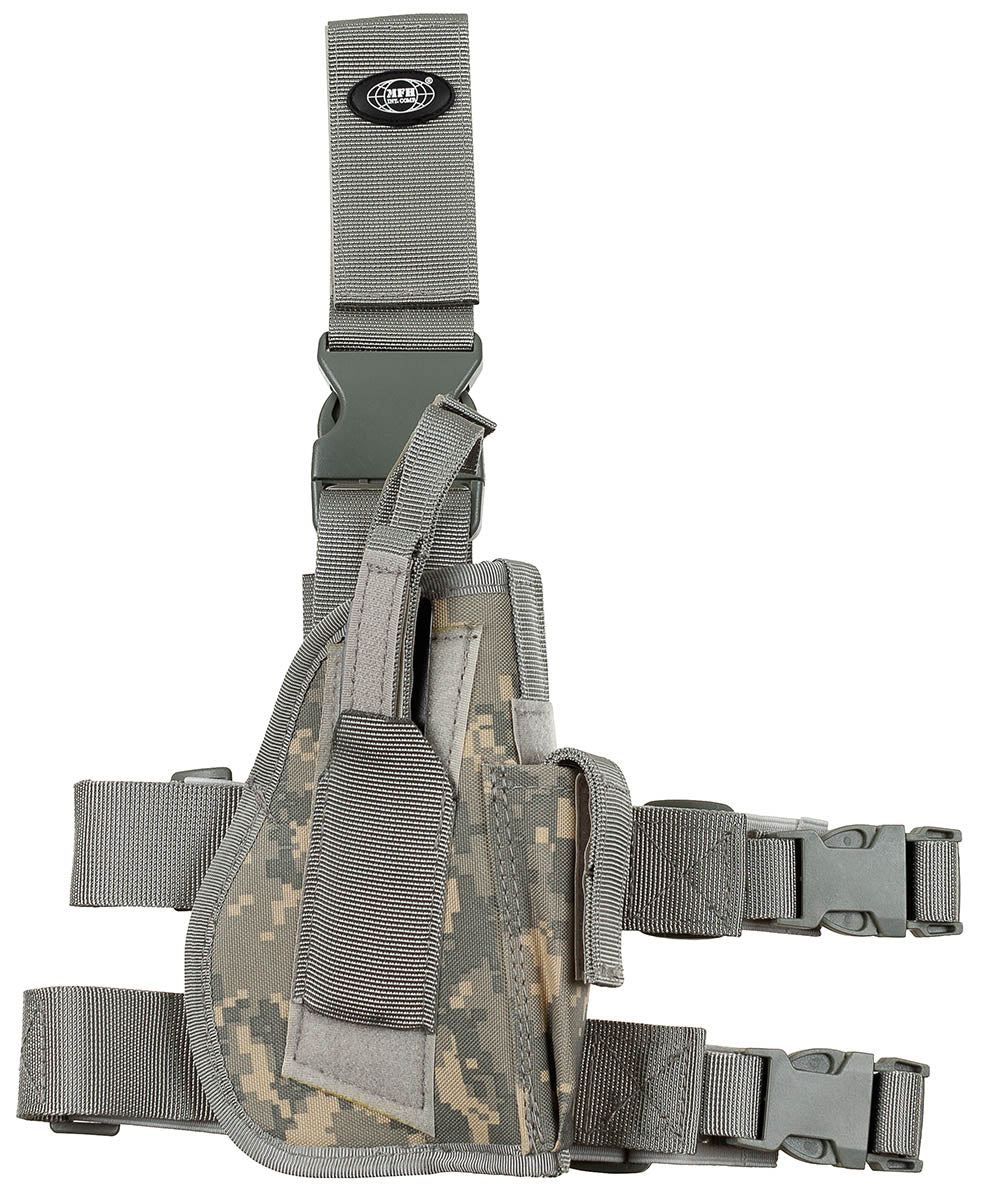 Holster de cuisse MFH pour droitier à deux sangles et porte-chargeur latéral