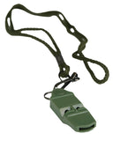 Sifflet de signalisation sans bille Mil-Tec en ABS avec cordon nylon et crochet acier