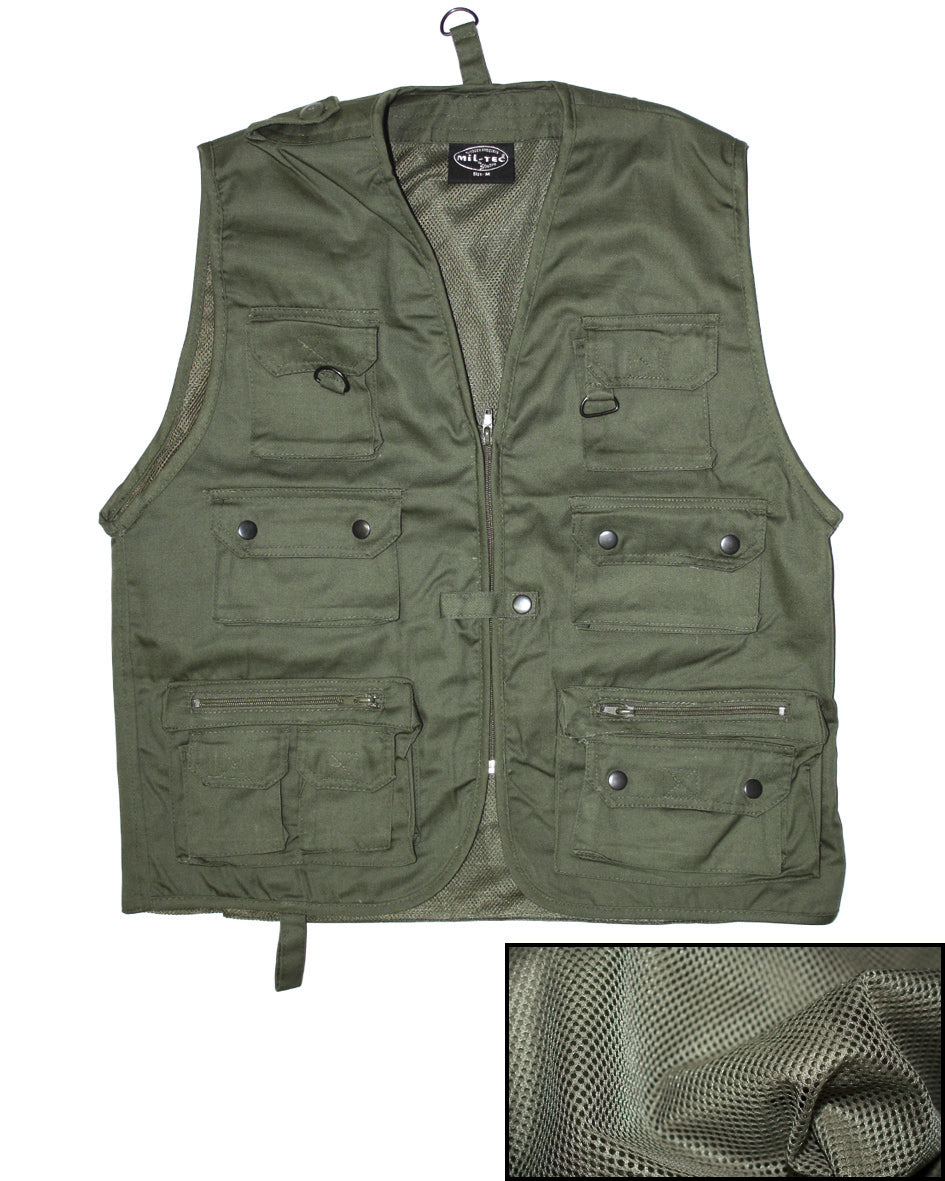 Gilet multipoches Mil-Tec en polyester-coton 14 poches avec dos en maille aeree