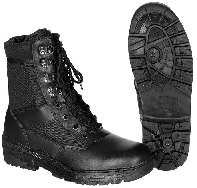 Chaussures d'intervention MFH Security à huit œillets en cuir Action et polyester 900D