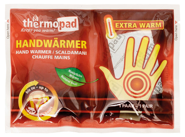 Chaufferette jetable MFH Thermopad pour les mains 12 h jusqu'à 68 °C 9 x 5,5 cm