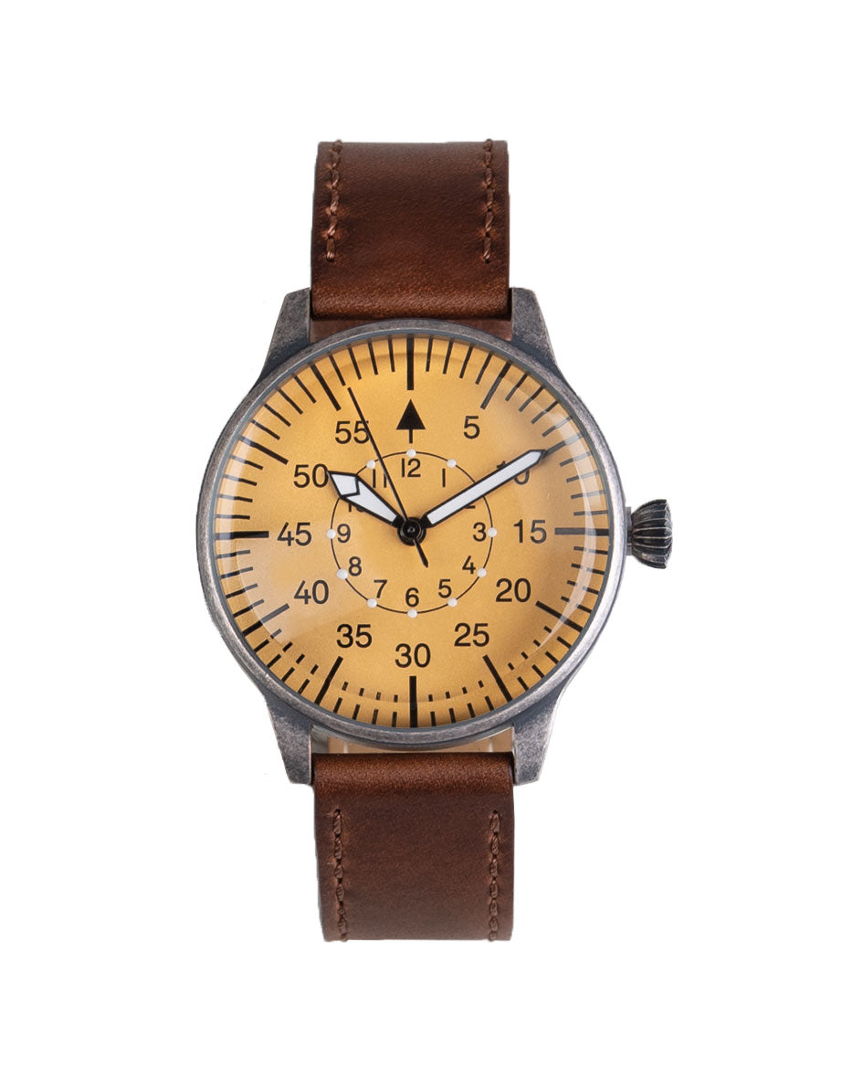 Montre d'aviateur Mil-Tec Quartz Vintage bracelet cuir grand cadran étanche 3 bar