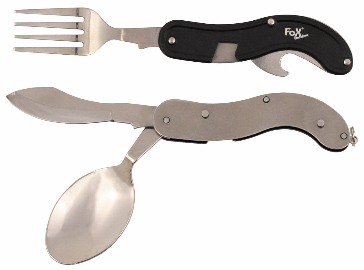 Couvert pliant Fox Outdoor 4 en 1 séparable en acier 3Cr13 avec étui ceinture