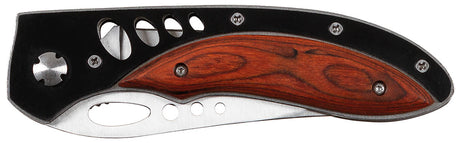 Couteau pliant Fox Outdoor lame 9,5 cm manche métal ajouré à inserts en bois précieux