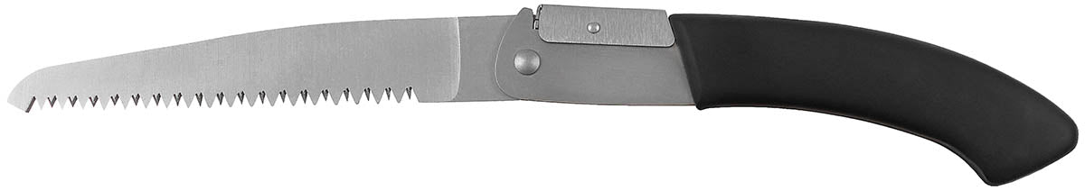 Scie pliante MFH Deluxe à lame inox 19 cm avec poignée caoutchoutée et étui