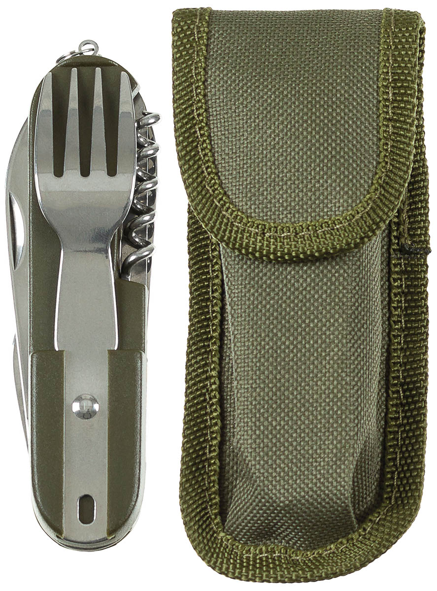 Couteau multifonctions MFH lame 7,7 cm avec tire-bouchon et étui ceinture