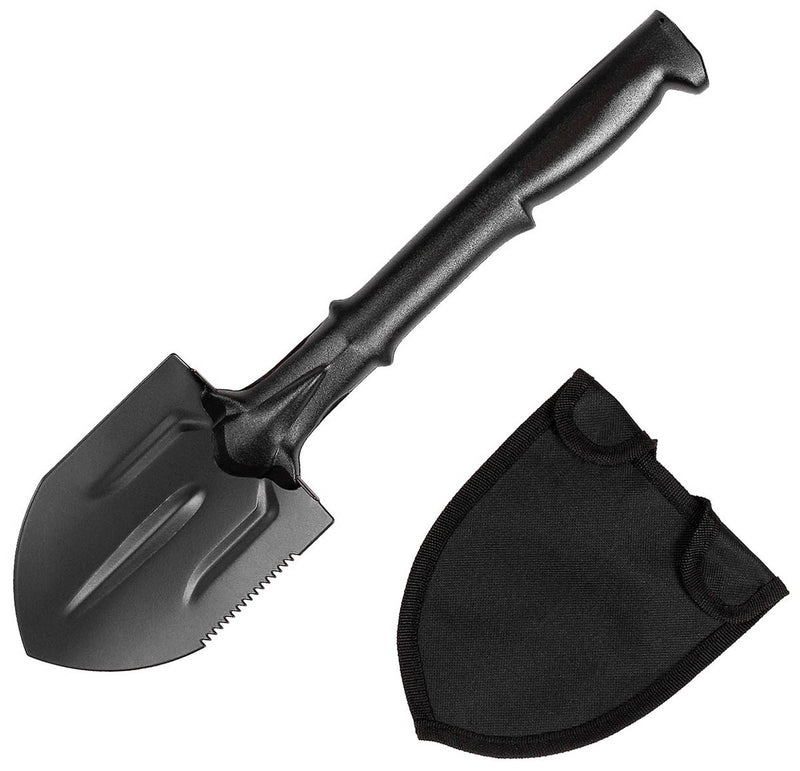 Pelle de campagne MFH lame acier au carbone manche nylon 44 cm avec étui