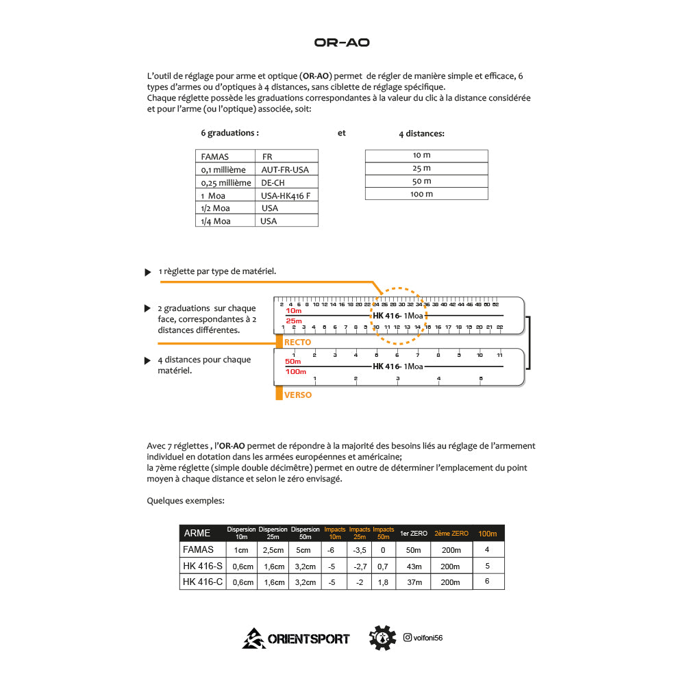 Accessoire d'entraînement Orientsport Jeu de réglettes de réglage de tir aide au calcul