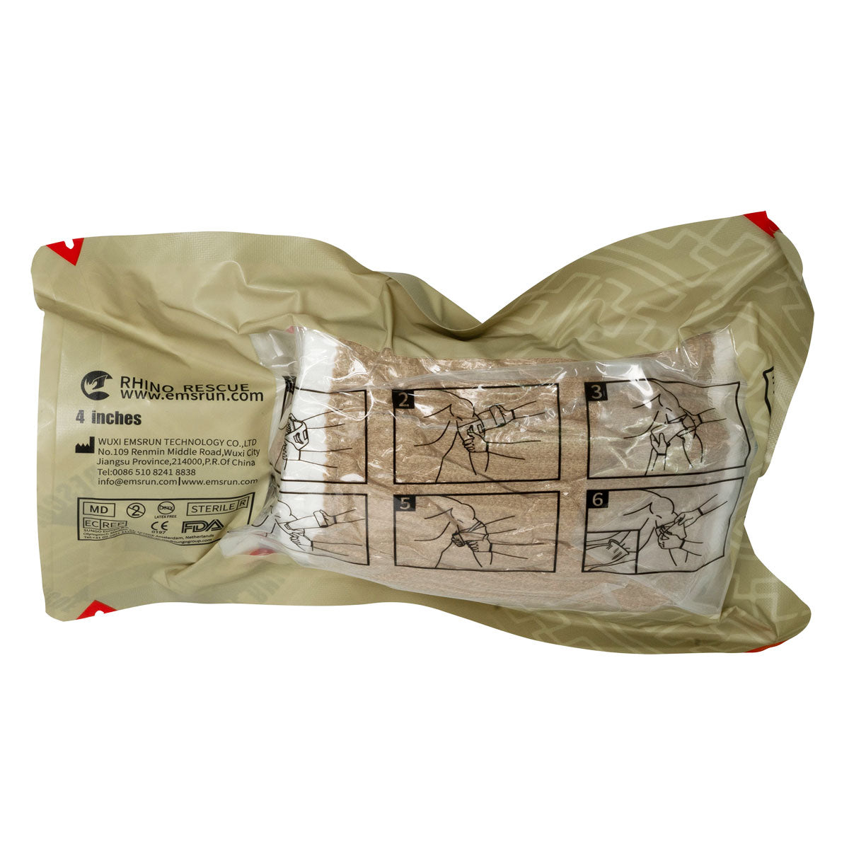 Pansement compressif d'urgence Rhino Rescue 4" (10 cm)