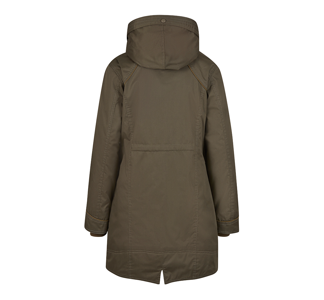 Parka Brandit Savannah coupe femme longue doublée capuche et fente de marche