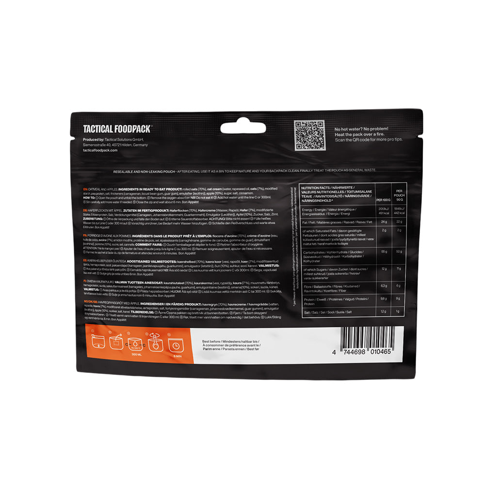 Ration lyophilisée Tactical Foodpack Flocons d'avoine aux pommes 442 kcal