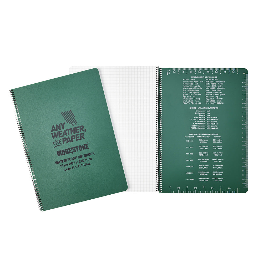 Carnet Modestone tout-temps militaire format A4 100 pages 210 x 297 mm