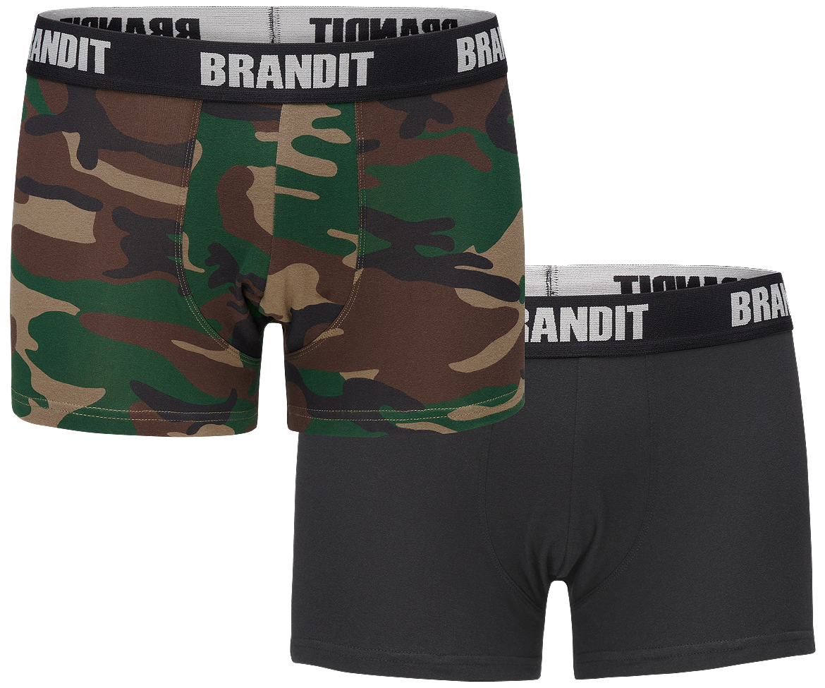 Caleçon Brandit Boxer Logo lot de deux en coton extensible à large ceinture élastique