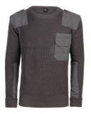 Pull Brandit BW en maille polyacrylique renforts coton épaules et coudes poche poitrine