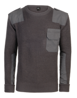 Pull Brandit BW en maille polyacrylique renforts coton épaules et coudes poche poitrine